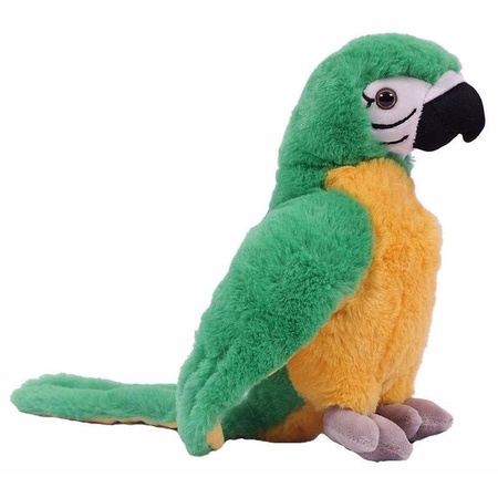 Plush parrot cuddle toy green/yellow 24 cm