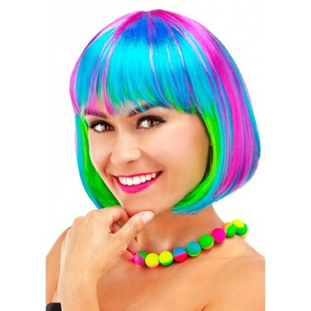 Rainbow bob ladies wig