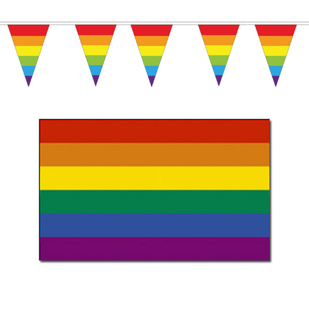Regenboog pride vlaggen versiering set binnen/buiten 2-delig