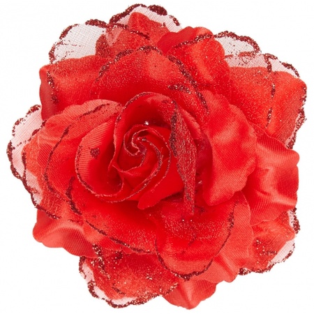 Red rose glitter hairflower 