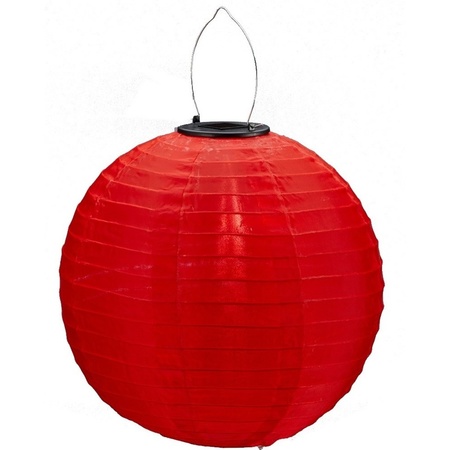 Red round solar lantern 30 cm