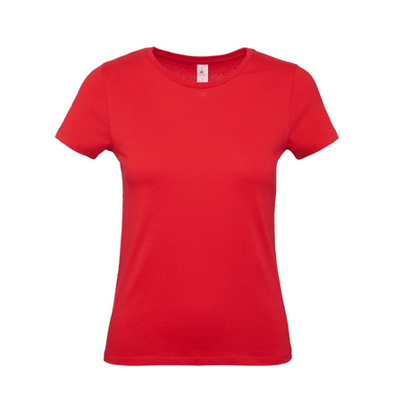 Rood basic t-shirts  met ronde hals voor dames van katoen
