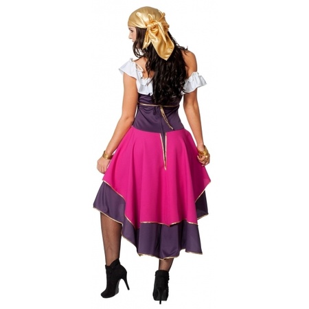 Verkleed gypsy outfit dames roze/paars