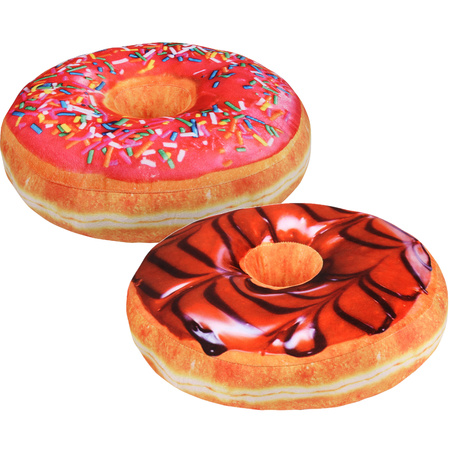 Set van 2x stuks donuts kussens 40 cm