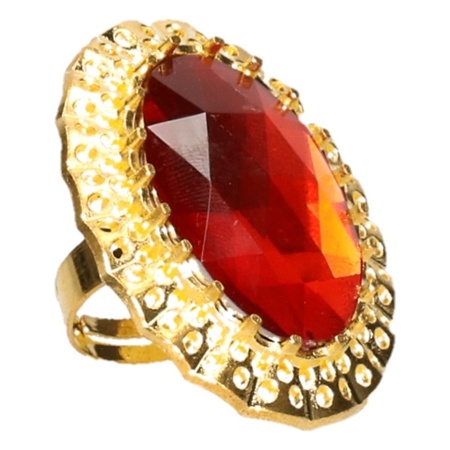 Saint Nicholass dress up ring gold/red oval for men