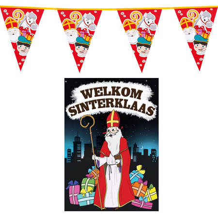 Saint Nicolas decoration party pack with 2x pieces 6 meter buntings and a A1 poster