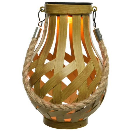 Outdoor gold iron hanging lantern on solar energy 18,5 cm garden lighting