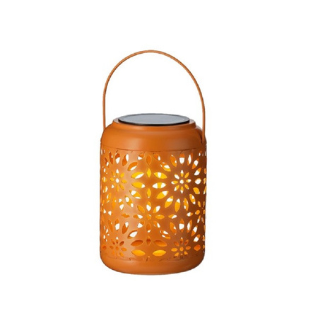 Outdoor orange iron hanging lantern on solar energy 17 cm garden lighting