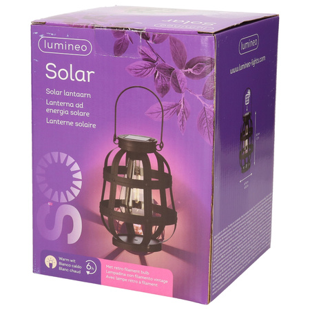 Outdoor black metal hanging lantern on solar energy 18,5 cm garden lighting