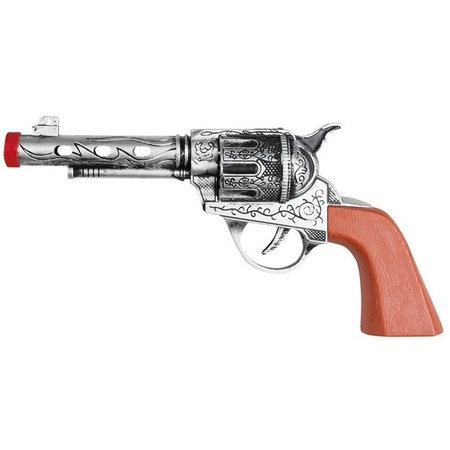 Toy cowboy revolver/gun silver 20 cm