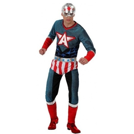 Superheld Amerikaanse kapitein verkleed pak/kostuum voor heren
