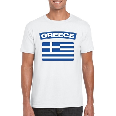 T-shirt met Griekse vlag wit heren