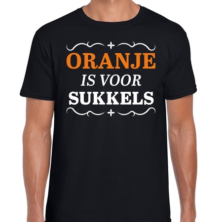 T-shirt Oranje is voor sukkels zwart heren