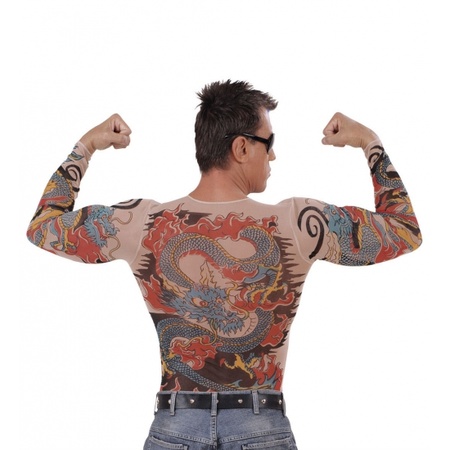 Verkleedkleding Tattoo shirt tijger en draak