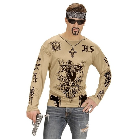 Tattoo verkleed shirt Gangster voor heren