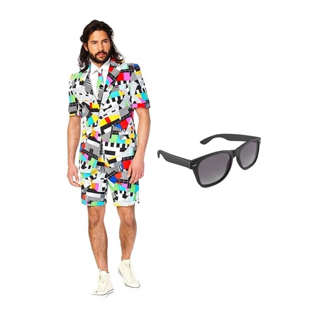 Test image mens summer suit size 48 (M) with free sunglasses