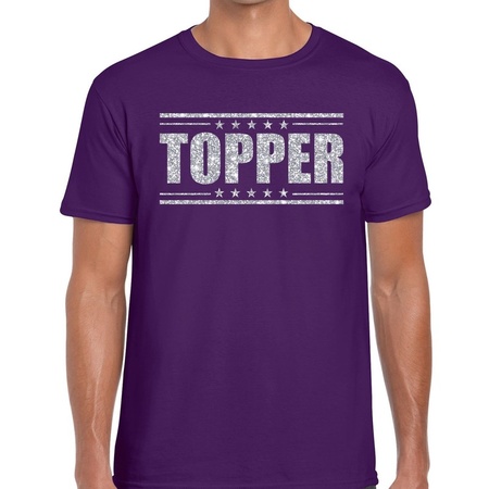 Toppers - Topper t-shirt paars met zilveren glitters heren