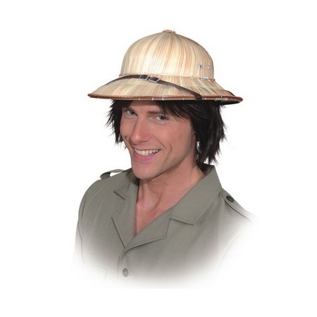 Tropen/safari thema verkleed helm van stro 60 cm