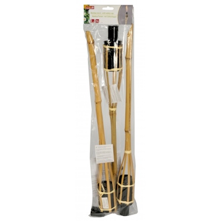Tuinfakkels 3x stuks 60 cm van bamboe inclusief 1 liter lampenolie/fakkelolie