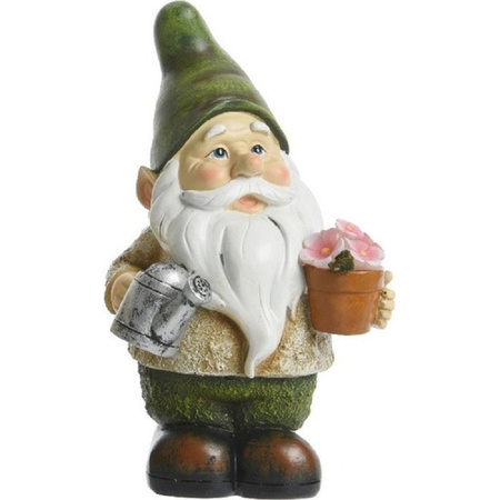 Set of 2 Garden gnomes James andJorge with solar lights 24 cm