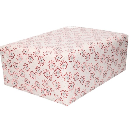 Wrapping paper flowers with heart print 70 x 200 cm
