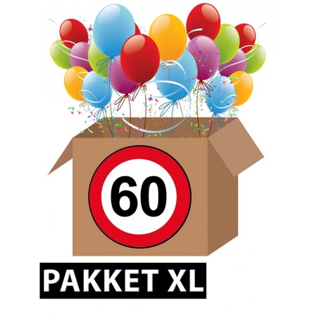 Partybox 60 jaar verkeersbord versiering XL