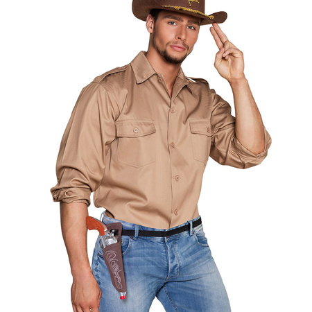 Sheriff verkleedset - 4-delig - incl hoed/holster/revolver/ketting - volwassenen