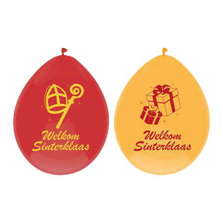Vlaggenlijn en ballonnen Sinterklaas - rood/geel - feestversiering