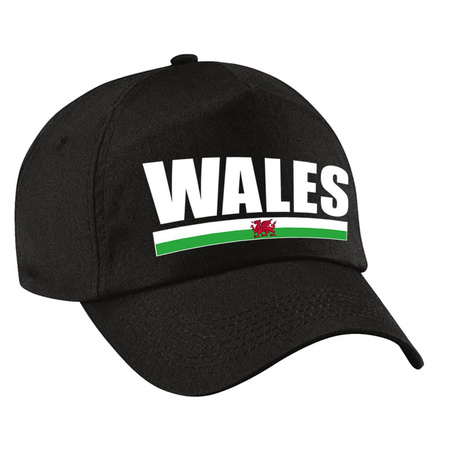 Wales supporter pet / cap Verenigd Koninkrijk zwart kinderen