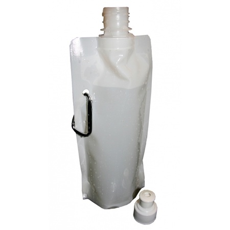 Water bag - white - refillable - foldable with hook - 400 ml