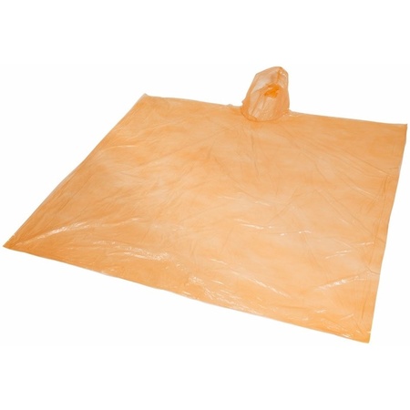 Oranje plastic regenponcho voor volwassenen