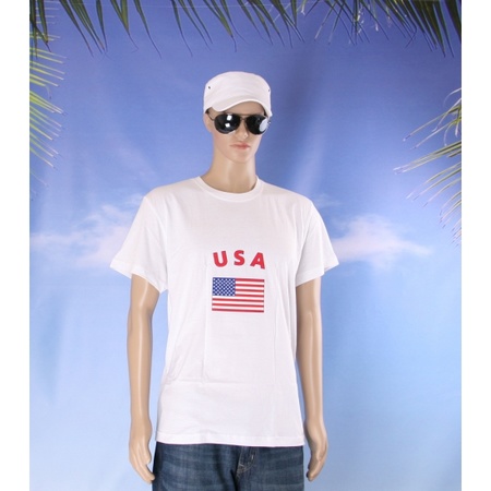 Wit t-shirt USA volwassenen