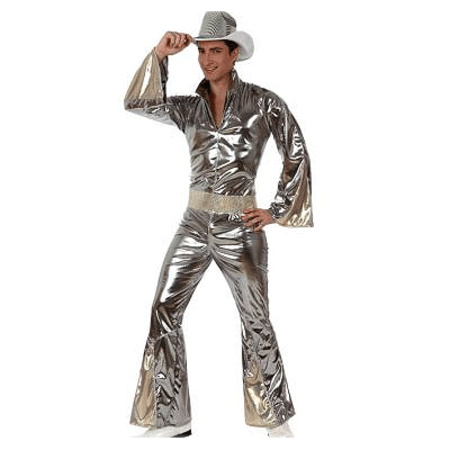 Disco jumpsuit glimmend zilver