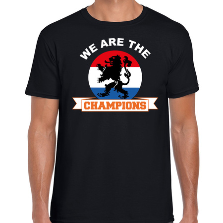 Zwart t-shirt Holland / Nederland supporter we are the champions EK/ WK voor heren