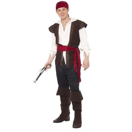 Zwart/wit/rood piraten kostuum voor heren