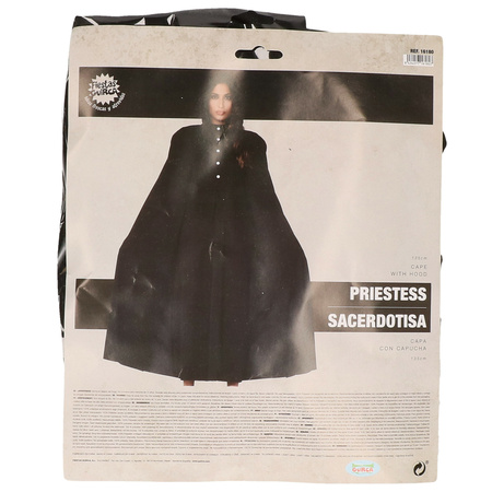 Black hooded cape for adults 135 cm