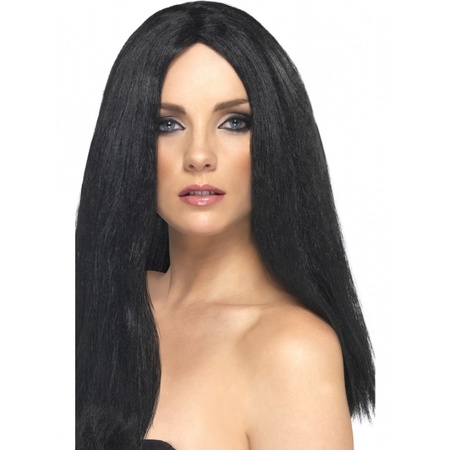 Black wig with long straight hair