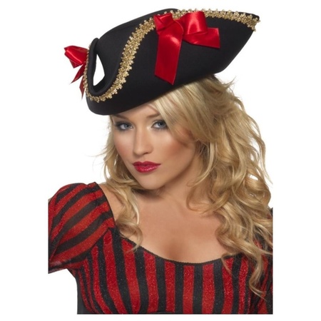Zwarte piraten driesteek - verkleed piraten hoed voor volwassenen