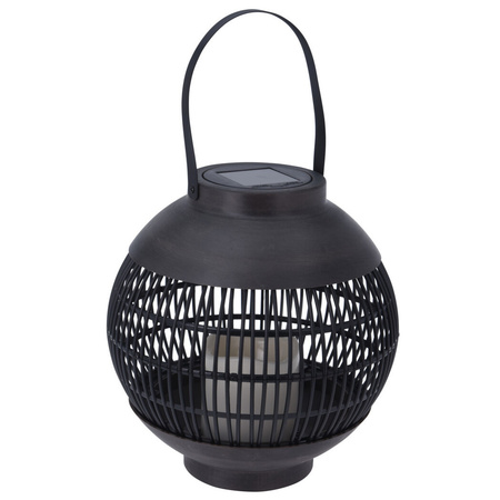 Black solar lantern with flame effect 24 cm